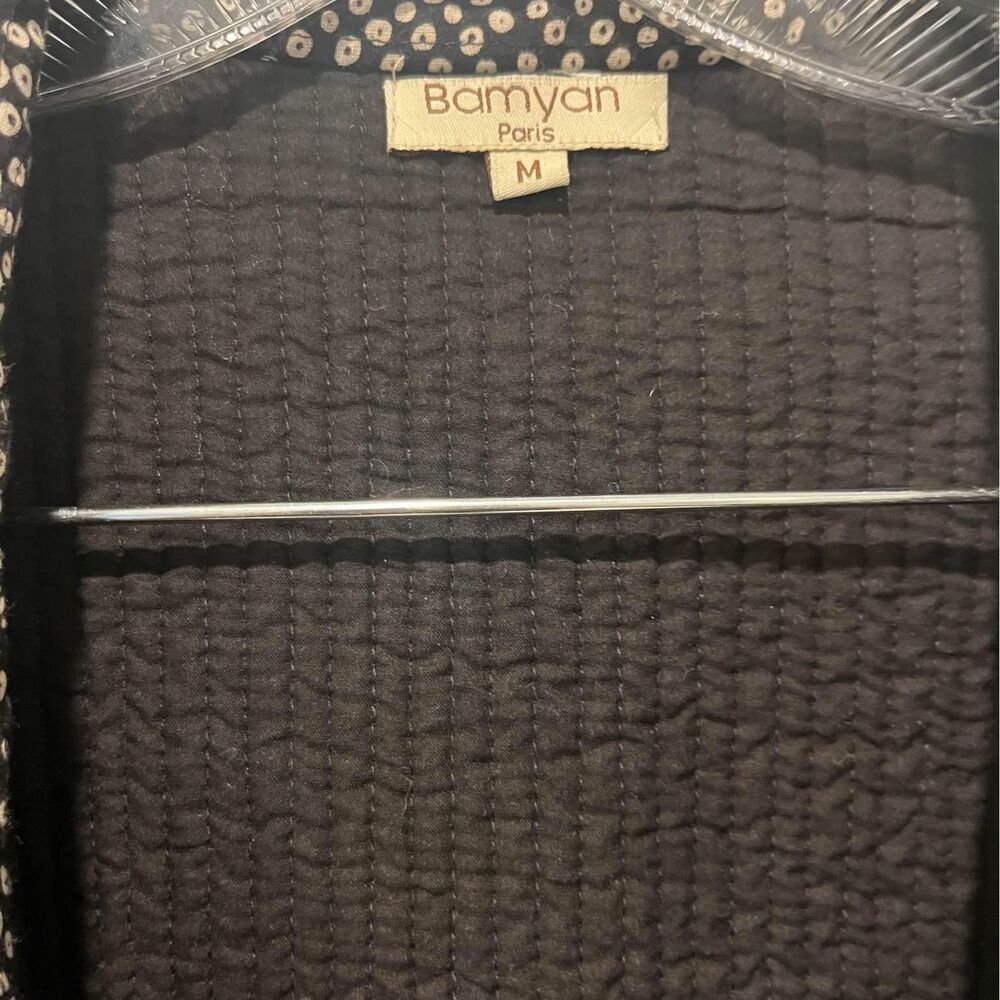 Bamyan Paris Quilted 100% Cotton Hand Printed Open Women’s Jacket size M, B&W - Picture 2 of 7